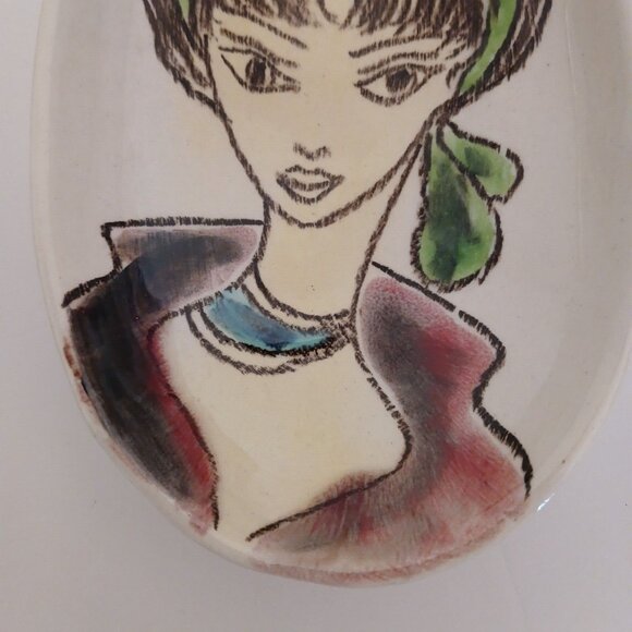 Piemmepi Italy Dish Plate Woman Drawing RARE Small - Picture 4 of 10